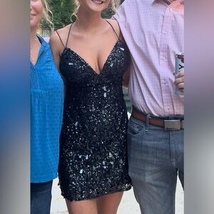 Sherri Hill Black Sequin Dress